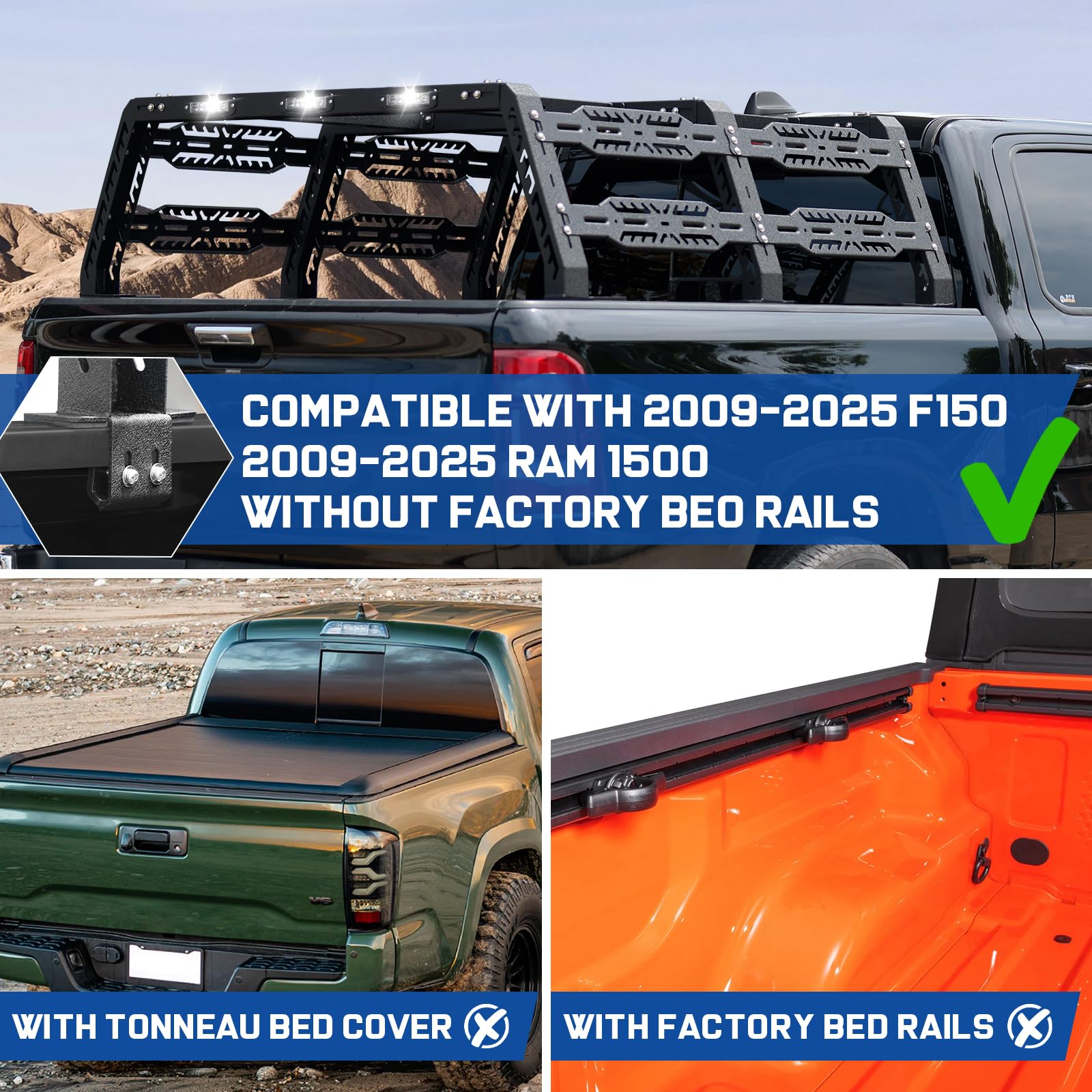 Heavy Duty Overland Truck Bed Rack for Full Size Pickups - 21
