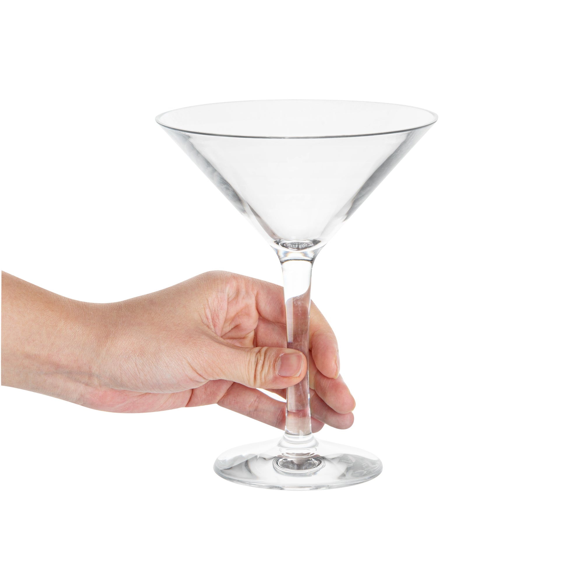 Bev Tek 10 oz Clear Polycarbonate Cocktail Martini Glasses - Shatterproof Barware Set of 6 (5.25