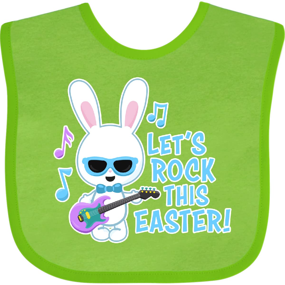 Inktastic Easter Baby Bib with Bunny and Guitar Design - Soft & Absorbent for Infants - Perfect for Easter Celebrations, Photo Shoots & Holiday Gifts