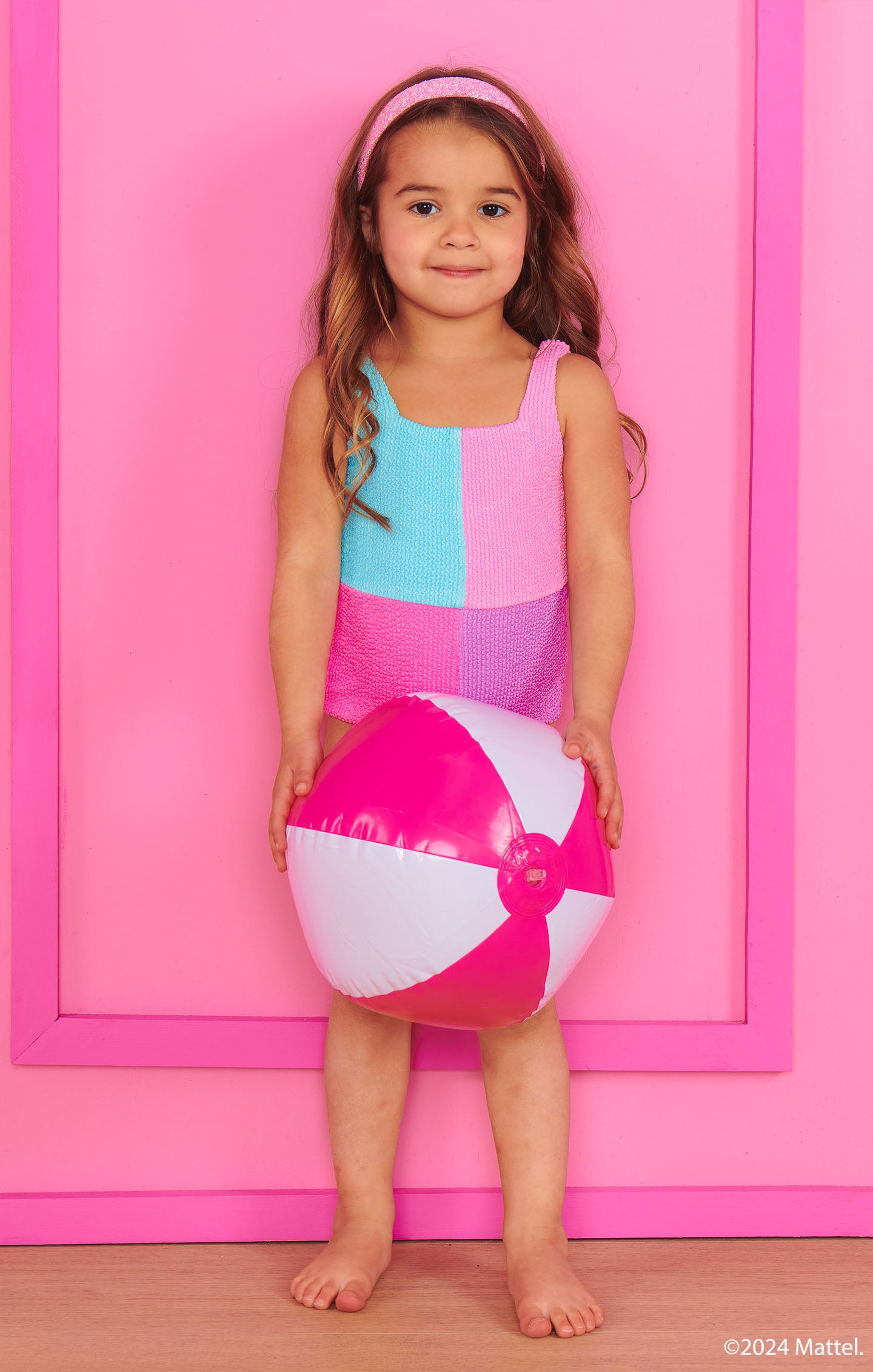 Barbie™ Colorblock Scrunch One Piece Swimsuit for Girls - Trendy Bathing Suit for Pool, Beach & Summer Vacations