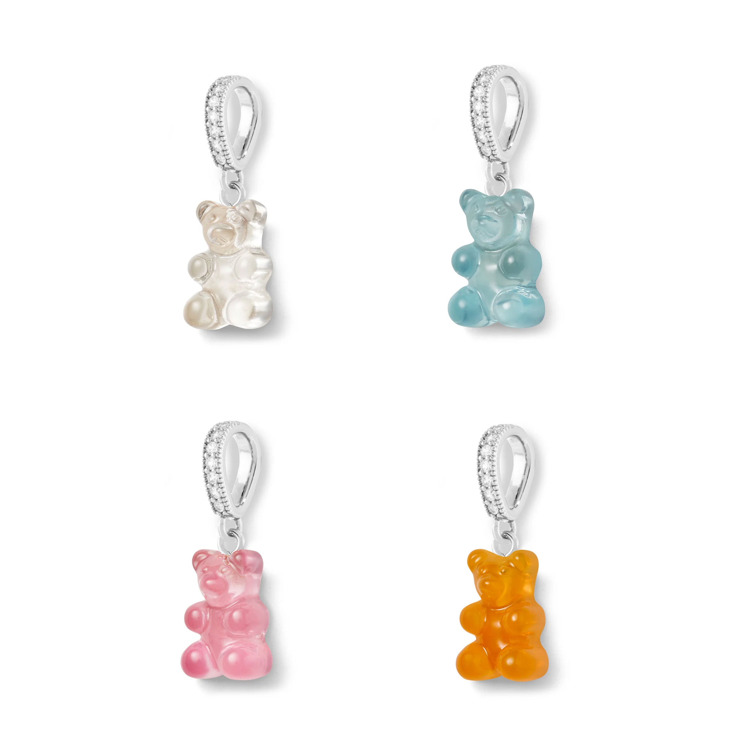 Vintage Bear Translucent Crystal Pendant Necklace with Pave Silver Connector - Perfect for Gifts, Parties, and Everyday Elegant Wear
