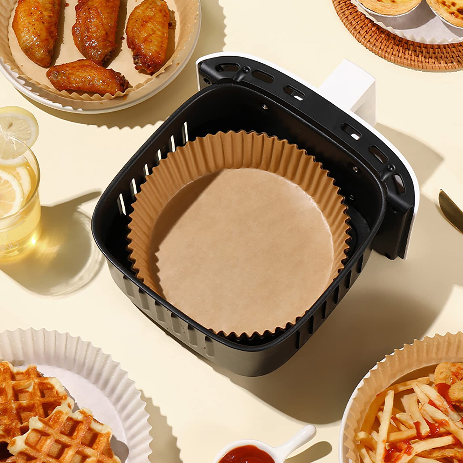 **JSSYCG 100-Pack Disposable Air Fryer Paper Liners, 6.3