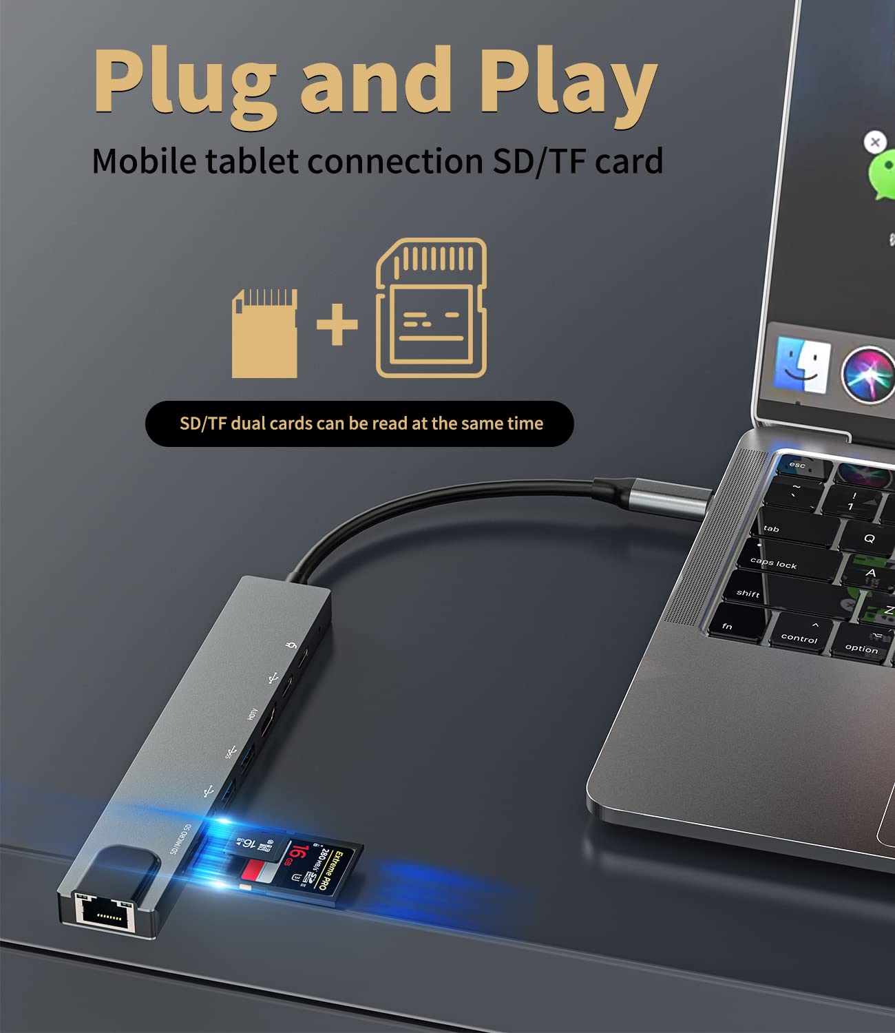 8-in-1 USB C Hub with HDMI, Ethernet, SD/TF Card Reader, USB-A Ports - Thunderbolt 3 Adapter for Laptop, Monitor & TV Display - Docking Station for Dell, HP, Surface Pro - Perfect for Home Office, Gaming & Video Conferencing