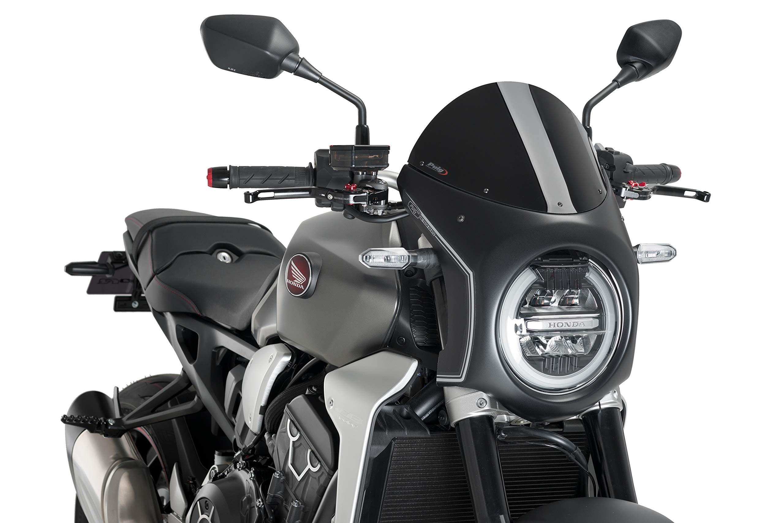 Puig 3133N Semi-Fairing Kit - Black - Compatible with Honda CB1000R (2018-2023) & CB650R (2019-2020) Neo Sports Cafe - Motorcycle Windshield Protection for Street Riding & Commuting