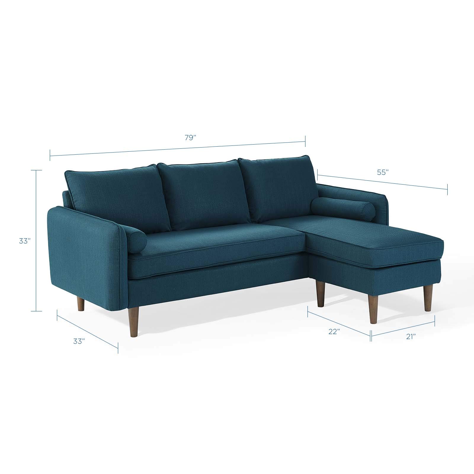 Modway EEI-3867-AZU Revive Upholstered Sectional Sofa - Left or Right Facing, Azure Blue Modern Fabric Sofa for Living Room, Lounge & Family Room Comfort