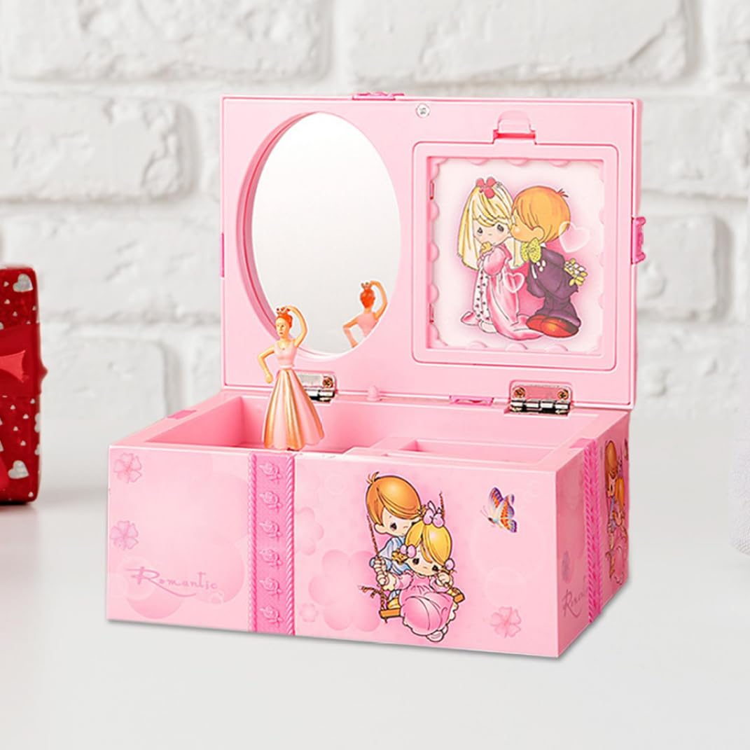 Jewelkeeper Musical Jewelry Box with Mirror & Drawer - Ballerina Design Plastic Jewelry Storage Case for Kids - Perfect for Birthday Gifts, Bedroom Decor & Organizing Rings, Necklaces & Earrings