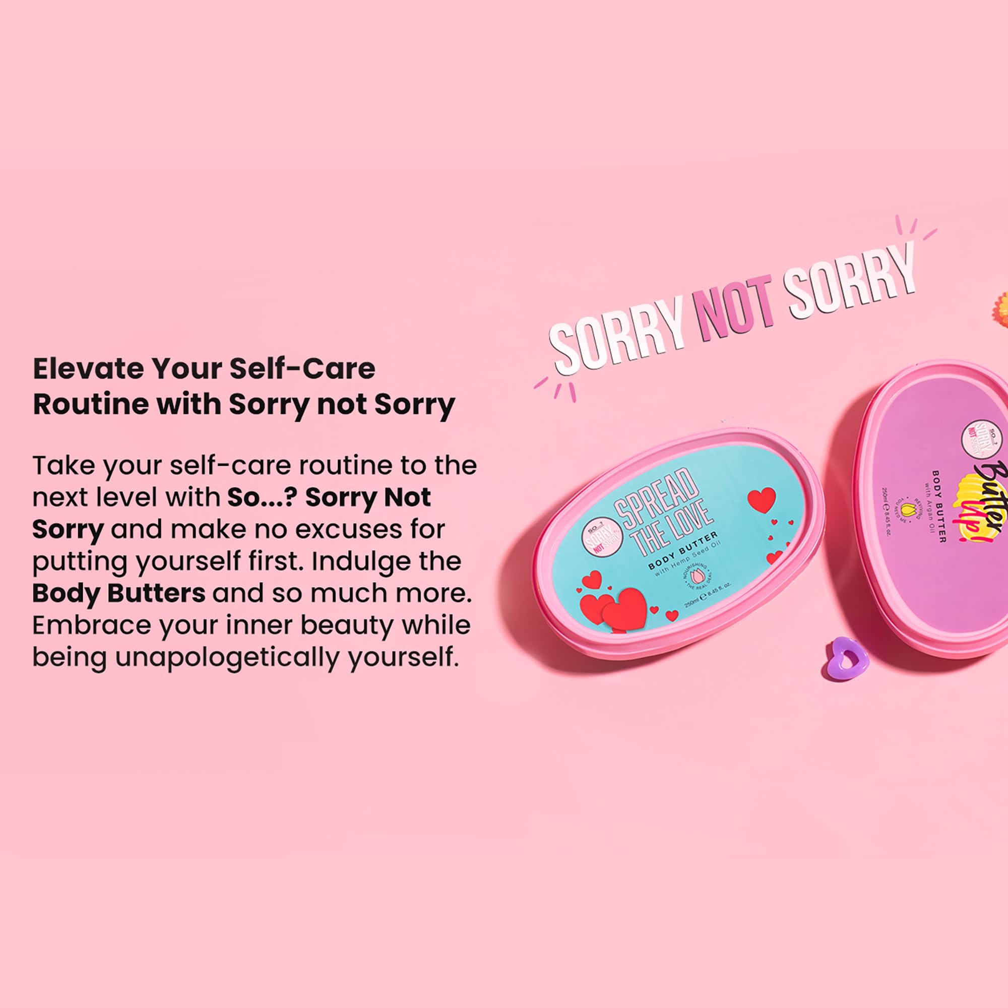 So…? Sorry Not Sorry Spread The Love Body Butter - Hemp Seed Oil & Almond Scented Moisturizing Lotion for Women - 8.45 oz - Deep Hydration for Dry Skin - Perfect for Daily Use & Gift Giving