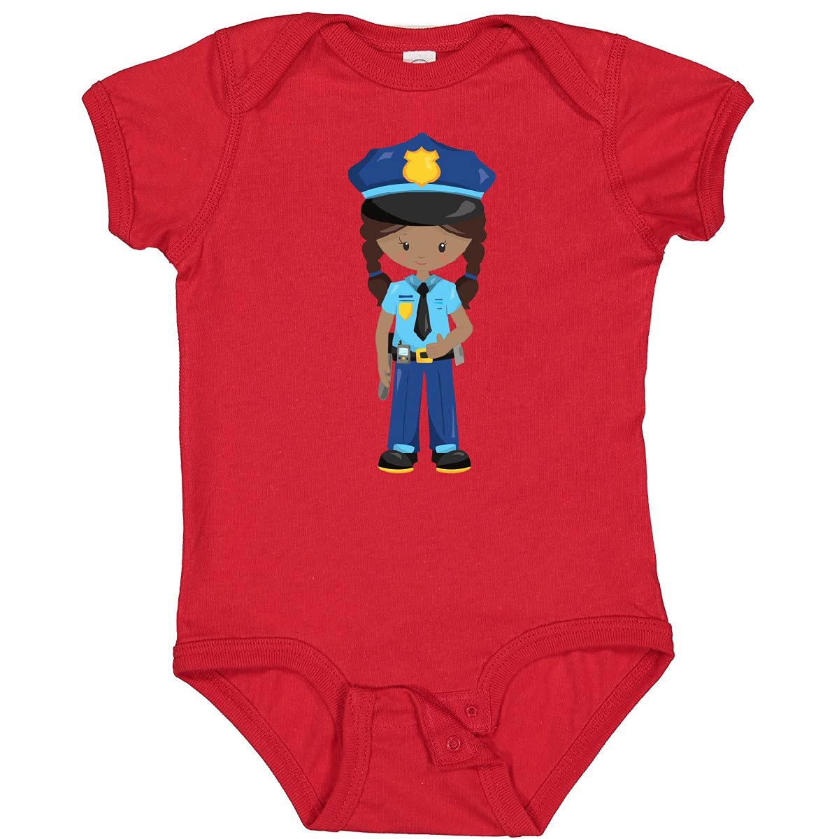 Inktastic African American Girl Police Officer Baby Bodysuit - Cute & Comfortable Infant Onesie for Law Enforcement Support & Everyday Wear