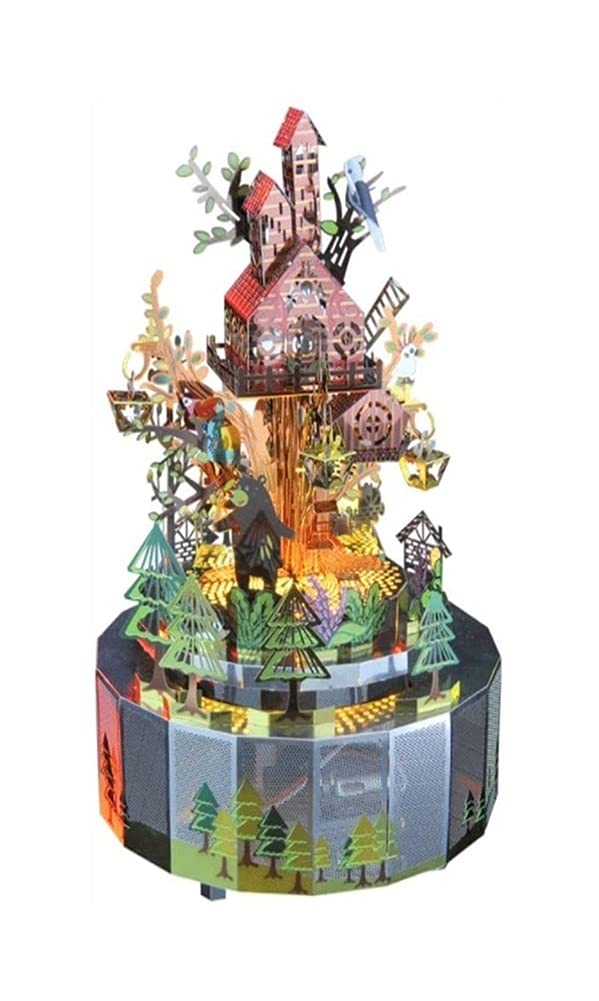 3D Metal Puzzle DIY Music Box - CHENHAN Architectural Model Castle & Small House Assembling Kit, Handmade Toy Gift for Girls (Size E) | Perfect for Birthday, Christmas & Home Decor