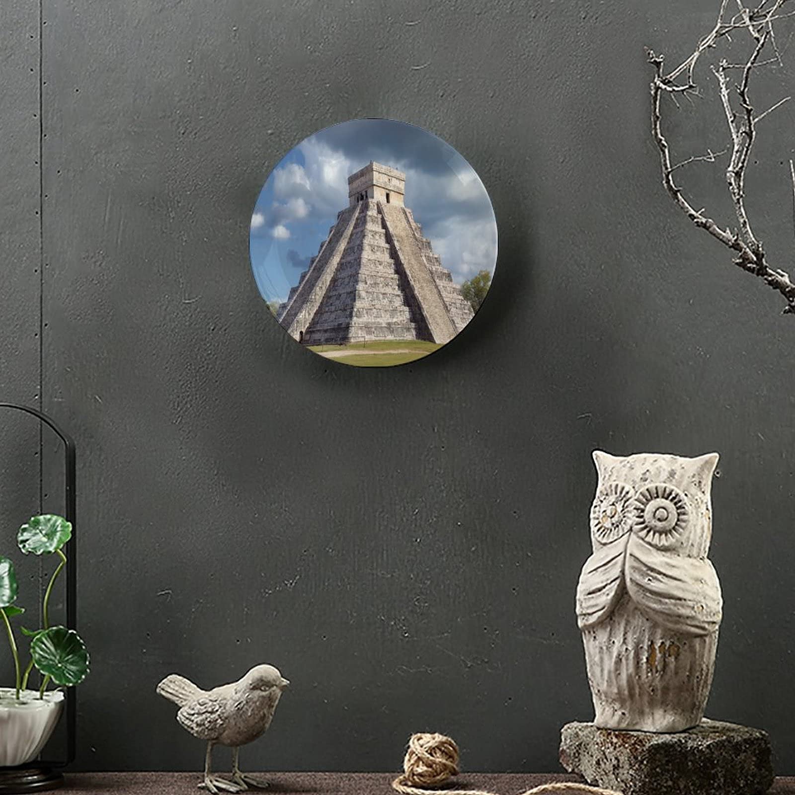 Hand-Painted Mexican Ceramic Plate - Kukulcan Yucatan Cityscape Design - 8 Inch Decorative Dish for Kitchen Display, Wall Decor & Home Accessories - Perfect for Dining Table Centerpiece, Gift Giving & Cultural Home Décor