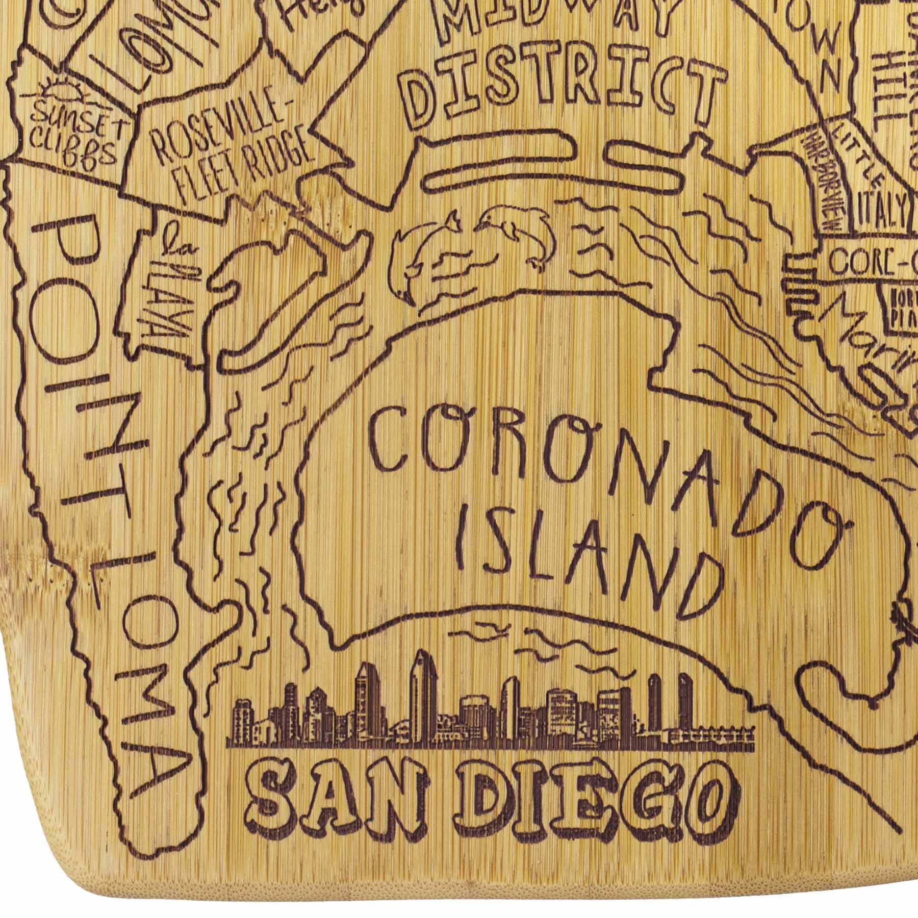 Premium San Diego Themed Wooden Cutting Board 14.5