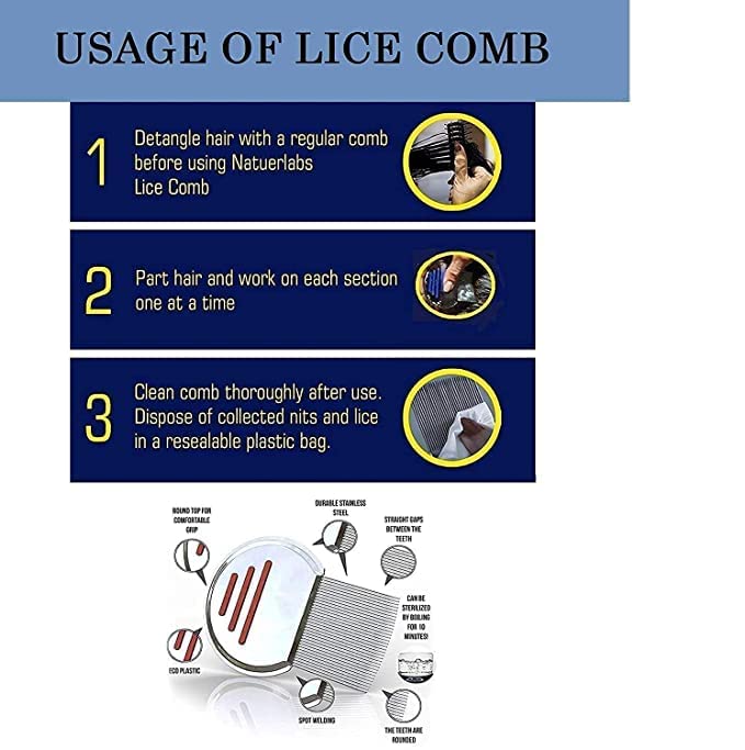 AFFLANO Stainless Steel Lice Comb for Head Lice & Egg Removal - Professional Nit Comb for Kids & Adults - Perfect for Home, School & Travel Use