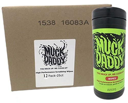 Premium Shop Towels for Hands & Surfaces - 25 Count Large Fast Absorbing Wipes Canister, Fresh Scent (Case of 12) - Ideal for Automotive, Workshop & Household Cleaning
