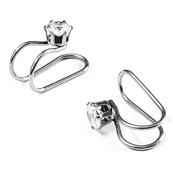 2 Pairs Clip-On Non-Piercing Cuff Earrings for Women & Girls - CZ Crystal Ear Cuffs, Cartilage Wrap, Elegant No-Piercing Clip Earrings for Parties, Weddings & Everyday Wear