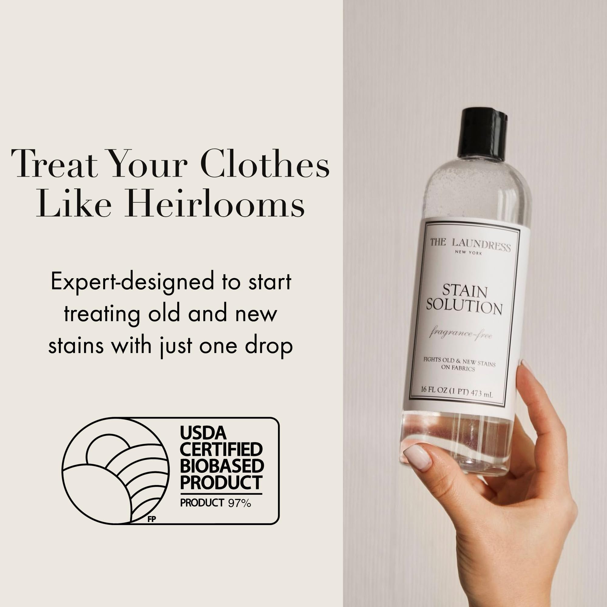 The Laundress Stain Solution - Powerful Laundry Stain Remover for Clothes (16 Fl Oz) | Effectively Removes Red Wine, Coffee & Blood Stains | Perfect for Everyday Laundry, Travel & Emergency Stain Treatment