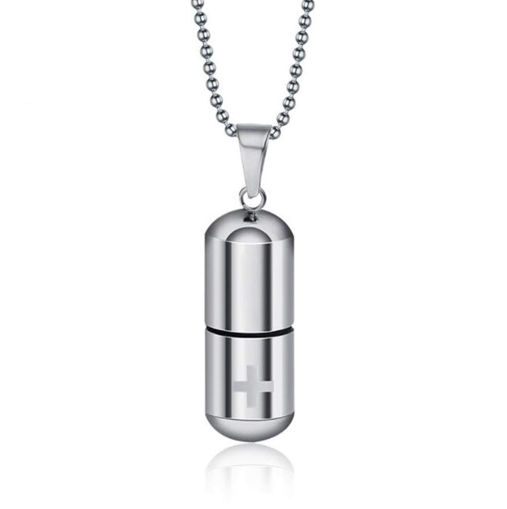 Medical Alert ID Pendant Necklace for Men & Women - Stainless Steel Emergency Pill Case & Tube Holder - Perfect for Seniors, Travel & Daily Safety