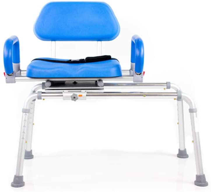 PowerSlide Edition Carousel Swivel Seat Transfer Bench - Push Button Powered Mobility Aid for Disabled & Elderly - Safe Bathroom & Shower Access for Home Care