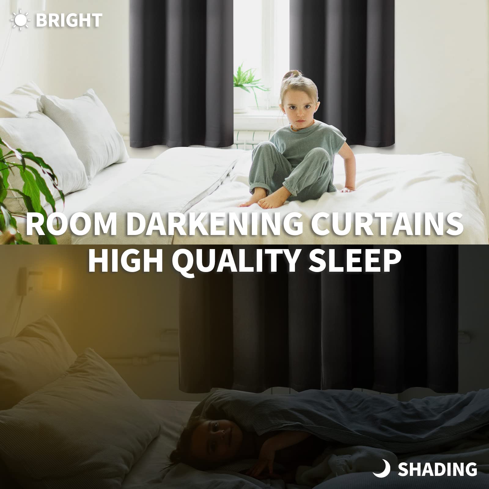 BGment Blackout Curtains 2 Panels - 63 Inch Length 52 Inch Width Thermal Insulated Room Darkening Window Drapes for Bedroom, Living Room, Nursery - Dark Grey Grommet Curtains for Better Sleep & Energy Efficiency