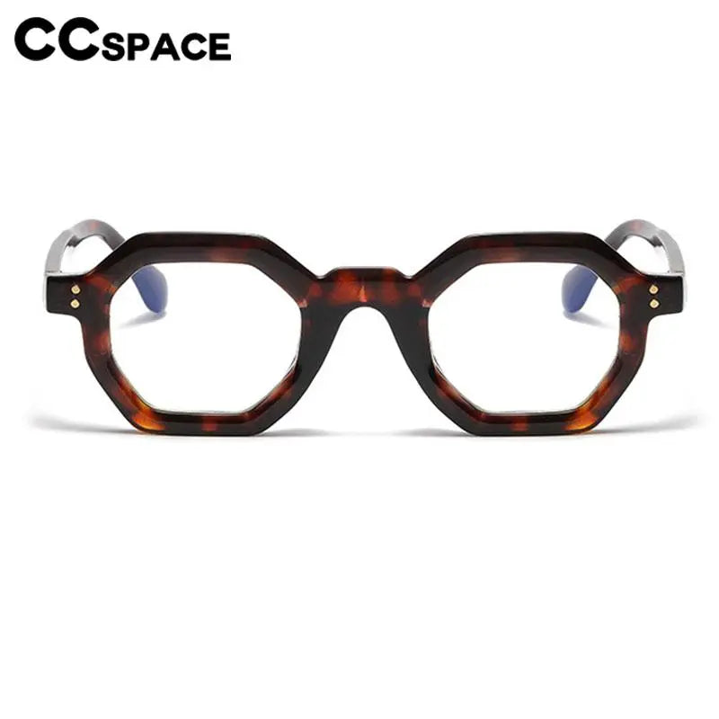 CCspace Unisex Full Rim Polygon Plastic Eyeglasses 56891 - Trendy Geometric Frame for Men & Women - Perfect for Work, Reading & Fashion Accessories