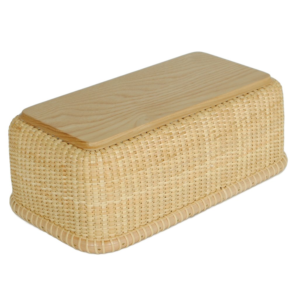 Natural Rattan Storage Basket - Handwoven Cane-on-Cane Weave Nantucket Style Organizer Box for Home Decor, Shelf & Cabinet Storage - Perfect for Bathroom, Bedroom, and Office Organization