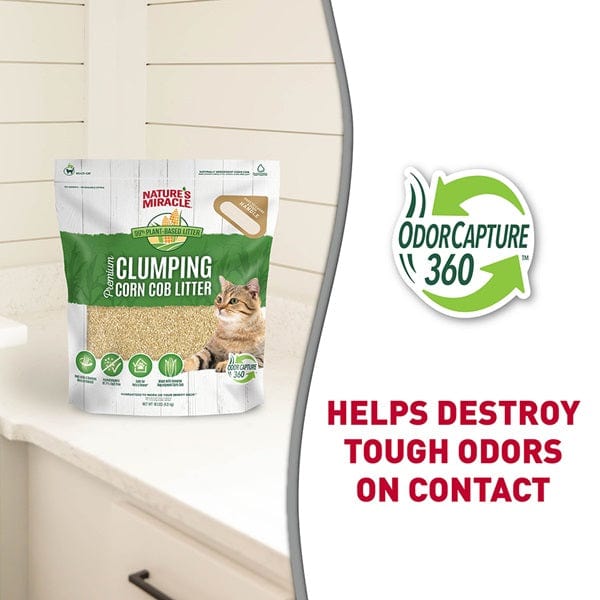 Nature's Miracle Premium Clumping Corn Cob Cat Litter - Natural, Odor Control, Dust-Free for Kittens & Adult Cats - Perfect for Indoor Litter Boxes & Multi-Cat Households