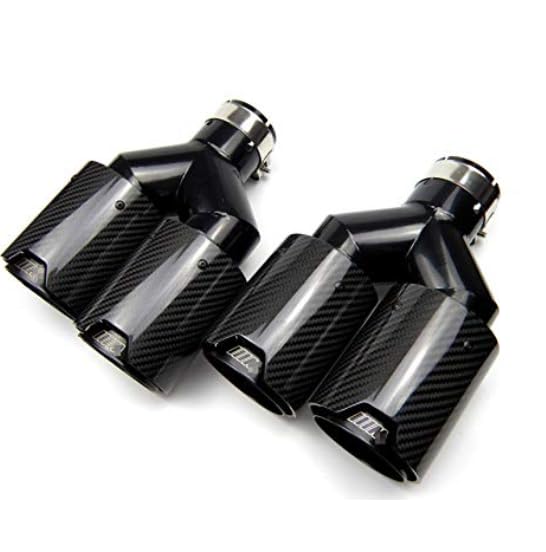 Dual Carbon Fiber Black Stainless Steel Universal Exhaust Pipe Muffler Tips for BMW - High Performance Car Exhaust Upgrade for Enhanced Sound & Style (Perfect for Street Racing & Car Shows)