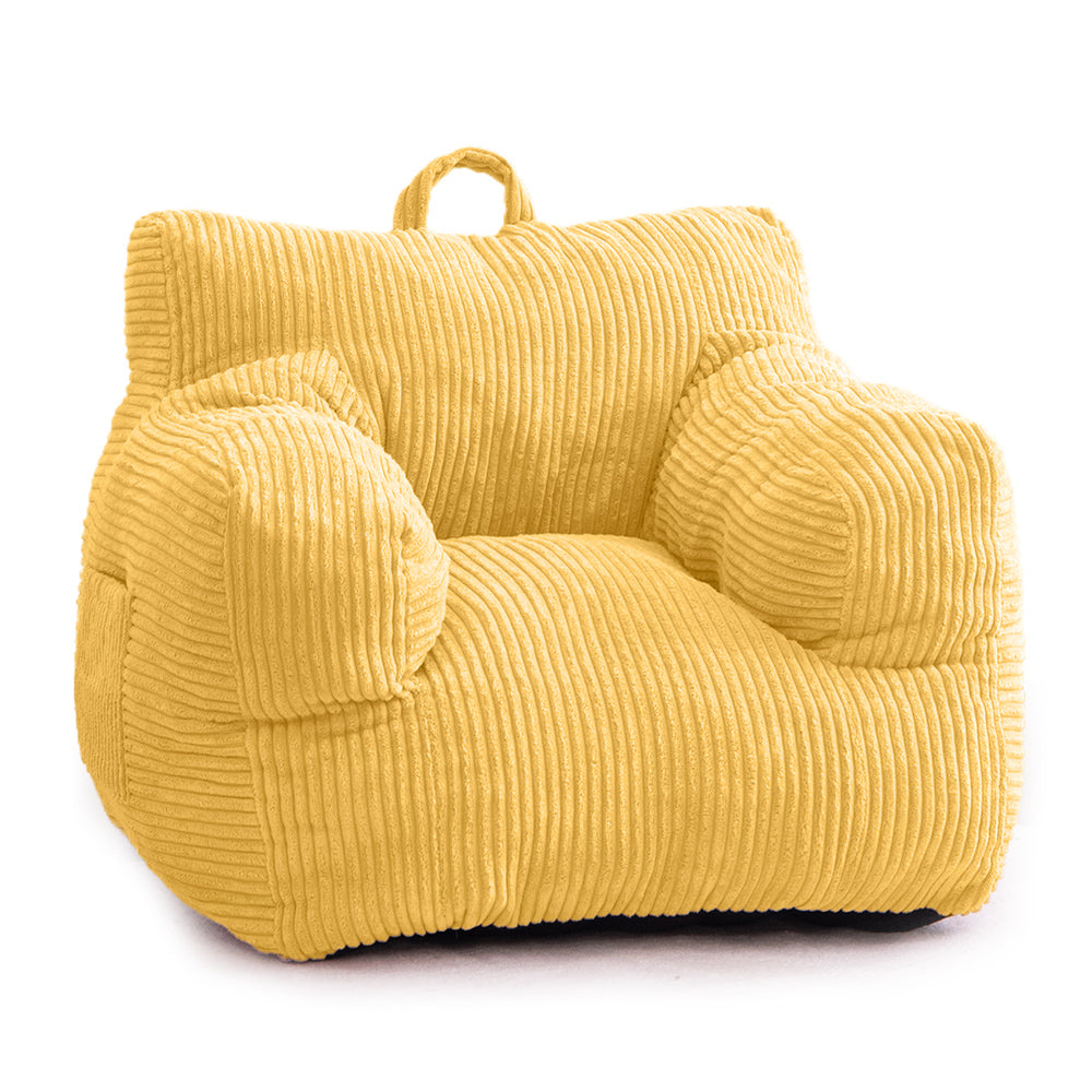 MAXYOYO Kids Bean Bag Chair - Soft Corduroy Bean Bag Couch with Armrests for Children's Room, Nursery & Playroom (Light Yellow) - Perfect for Reading, Gaming & Relaxing