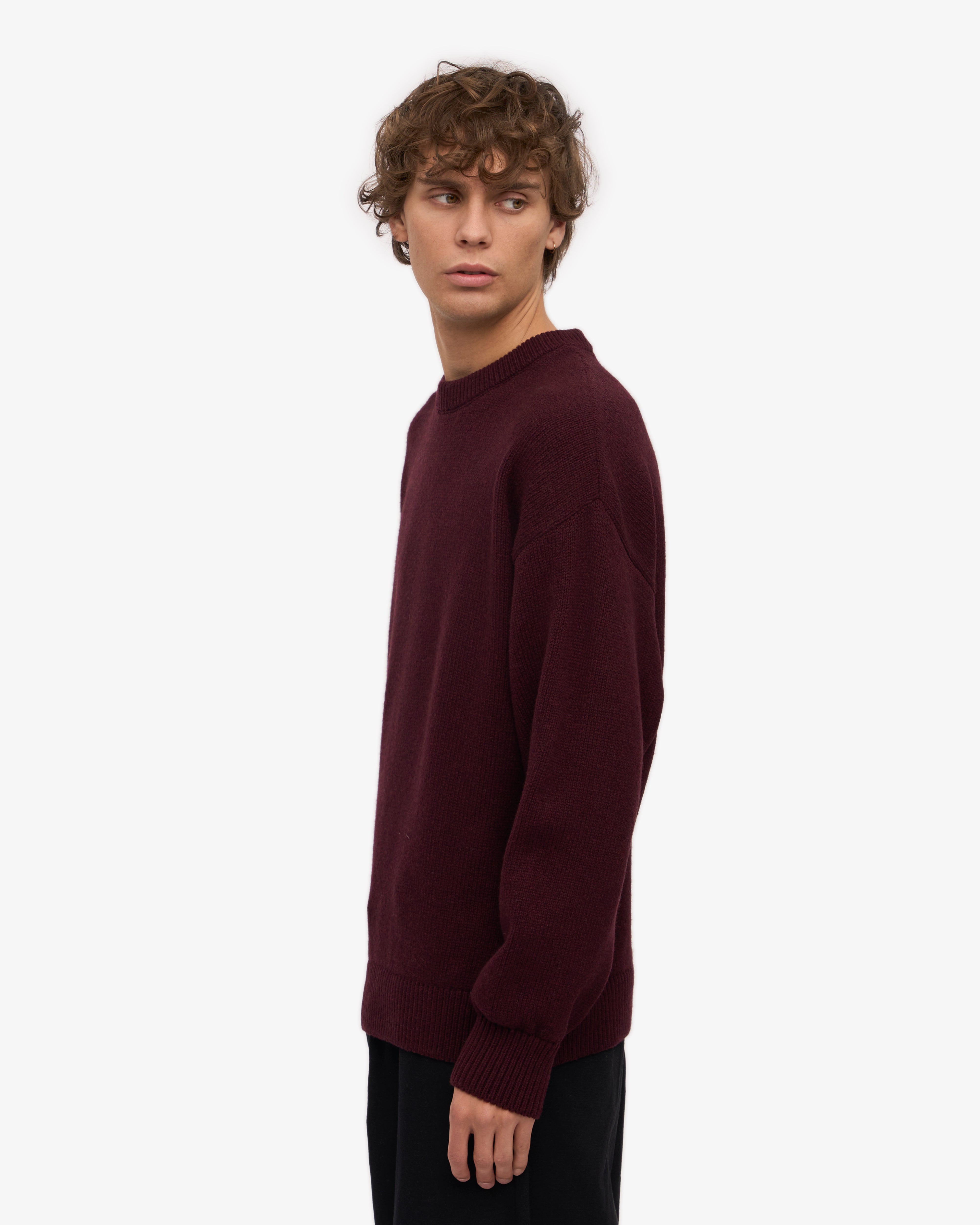 Premium Oversized Merino Wool Sweater for Women - Soft & Warm Oxblood Red Crewneck Pullover | Perfect for Winter, Fall & Casual Outfits