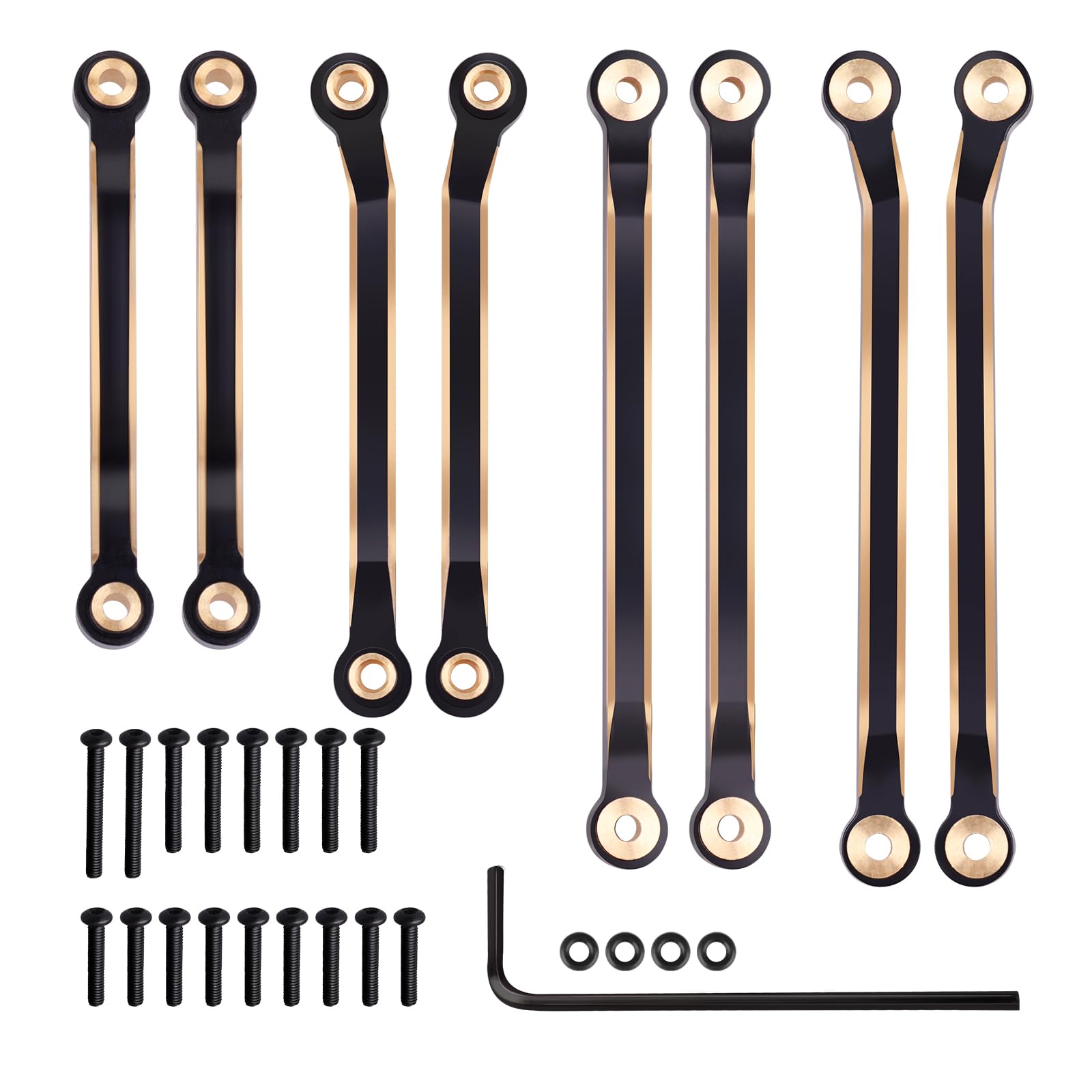 High Clearance Brass Link Set for Traxxas TRX4M 1/18 Scale Crawler - Upgrade Parts for Bronco & Defender (Black/Gold) - Perfect for Rock Crawling & Off-Road Performance