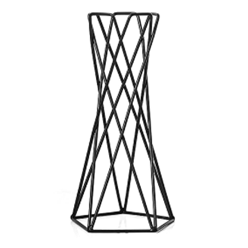 Nordic Air Plant Holder - Geometric Iron Tillandsia Stand with Metal Flower Pot, Black | Modern Home & Office Decor for Succulents, Air Plants & Small Plants