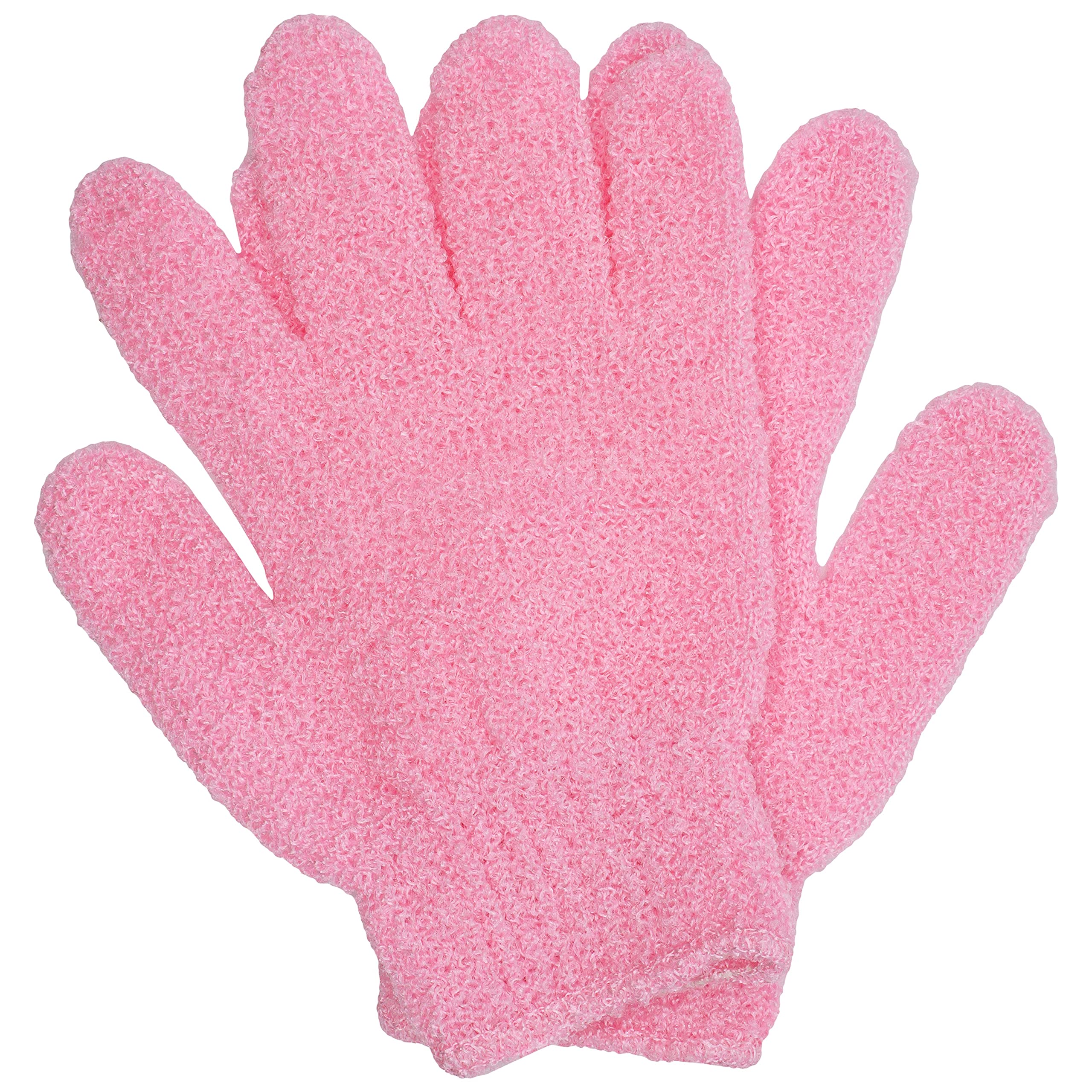2-Pairs Pink Exfoliating Gloves for Shower & Bath - Double Sided Matte Body Scrubber for Smooth Skin - Gentle Exfoliation for Adults & Kids - Perfect for Spa Day & Dry Brushing Routine