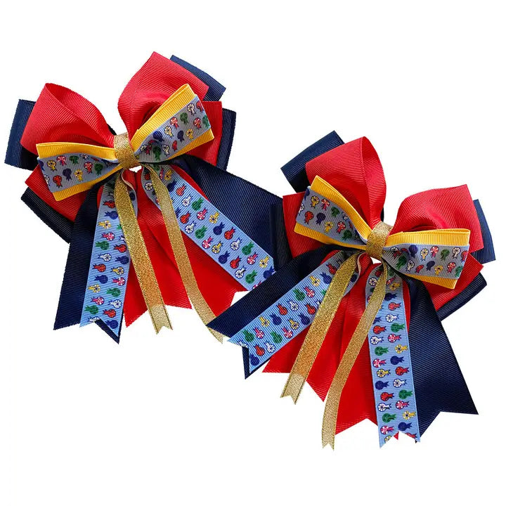 Fun Printed Young Rider Show Bows - Equestrian Hair Accessories for Horse Shows & Riding Competitions