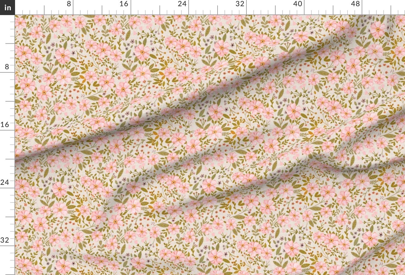 Spring Flowers Pink Cottage Delicate Nursery Chiffon Fabric by The Yard - Floral Printed Fabric for Sewing Dresses, Fashion Apparel & Home Decor - Perfect for DIY Projects, Curtains, Quilting and Nursery Decor