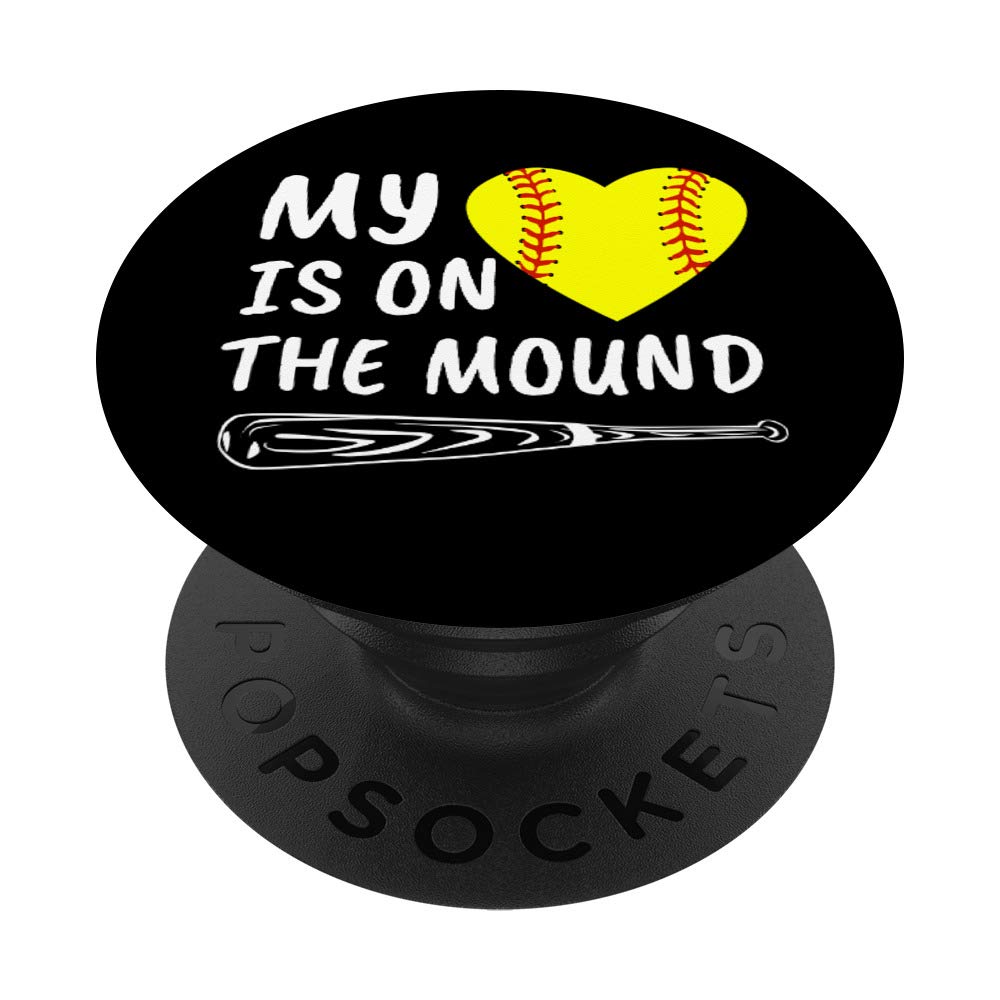 My Heart is on the Mound Softball-Themed PopSockets PopGrip - Swappable Phone & Tablet Grip for Baseball Fans | Perfect for Game Days, Player Gifts & Softball Enthusiasts
