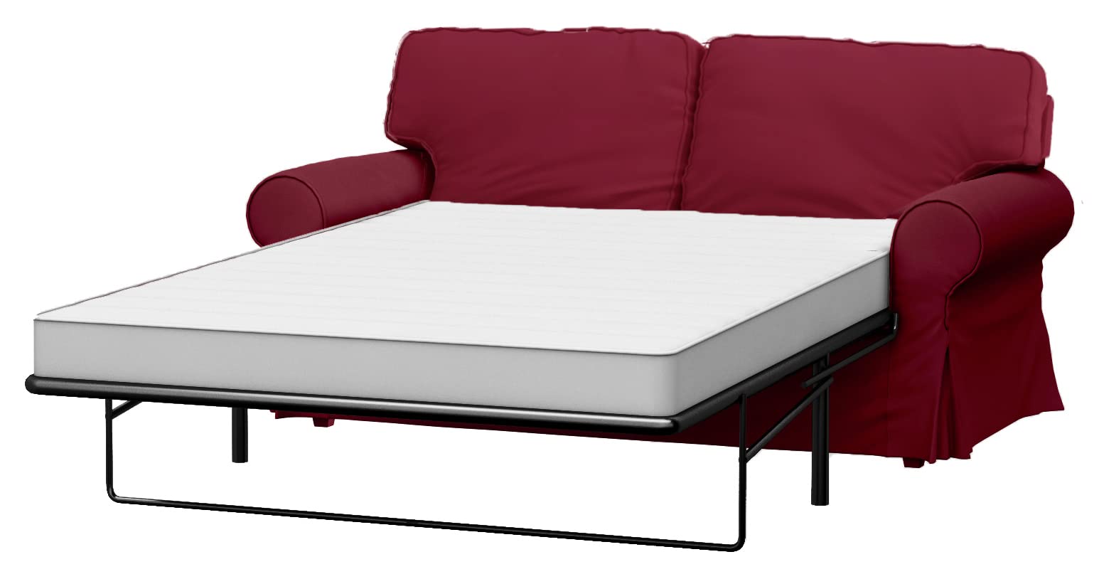 IKEA Ektorp 2-Seater Sofa Bed Slipcover Replacement - Dark Red Cotton Fabric Sofa Cover for Ektorp Sleeper | Living Room, Bedroom & Guest Room Furniture Protector