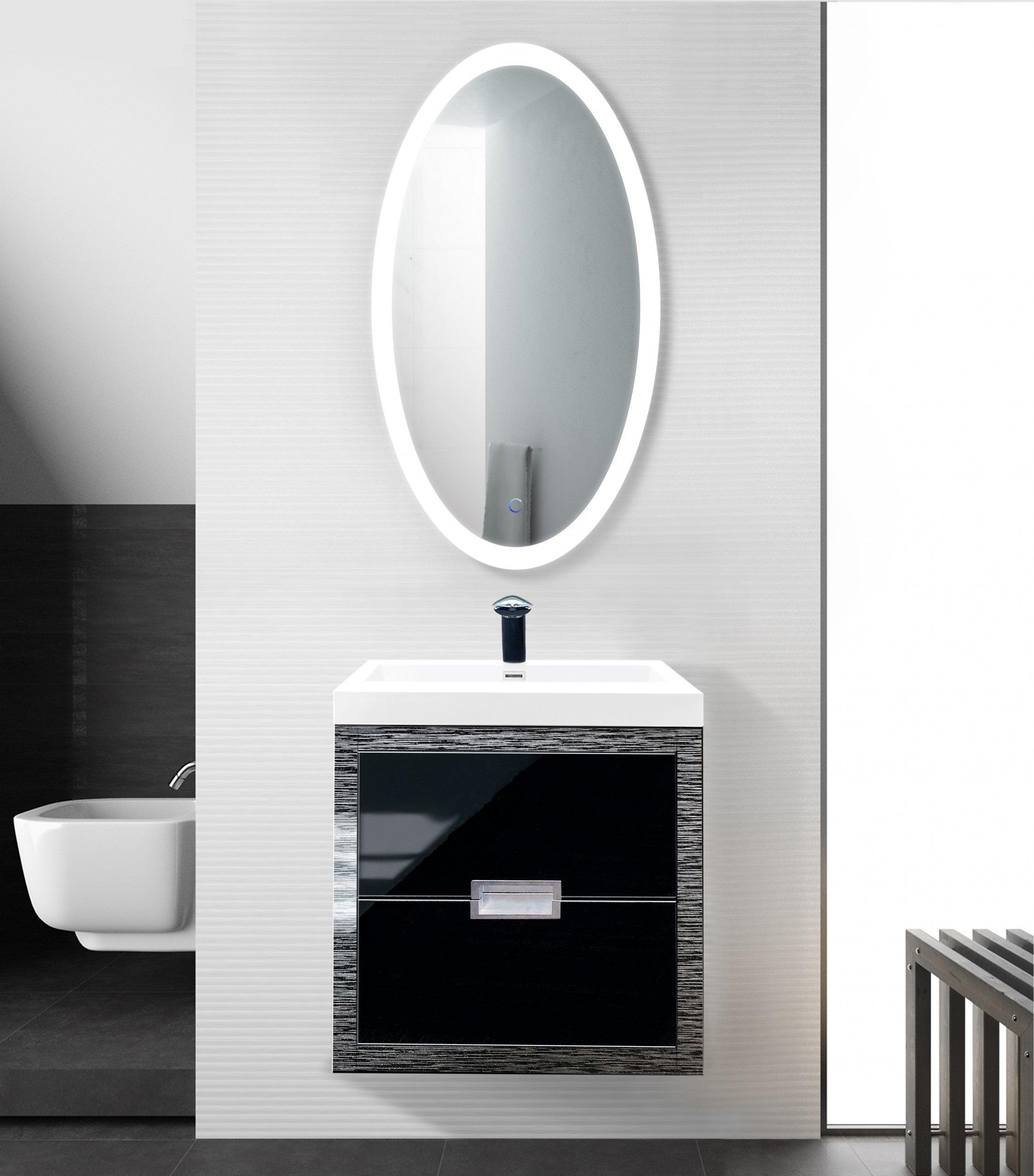 Krugg Sol Oval 24x44 Inch LED Bathroom Mirror with Adjustable Dimmer & Anti-Fog Technology - Perfect for Modern Vanities, Spa-Like Bathrooms & Luxury Home Decor