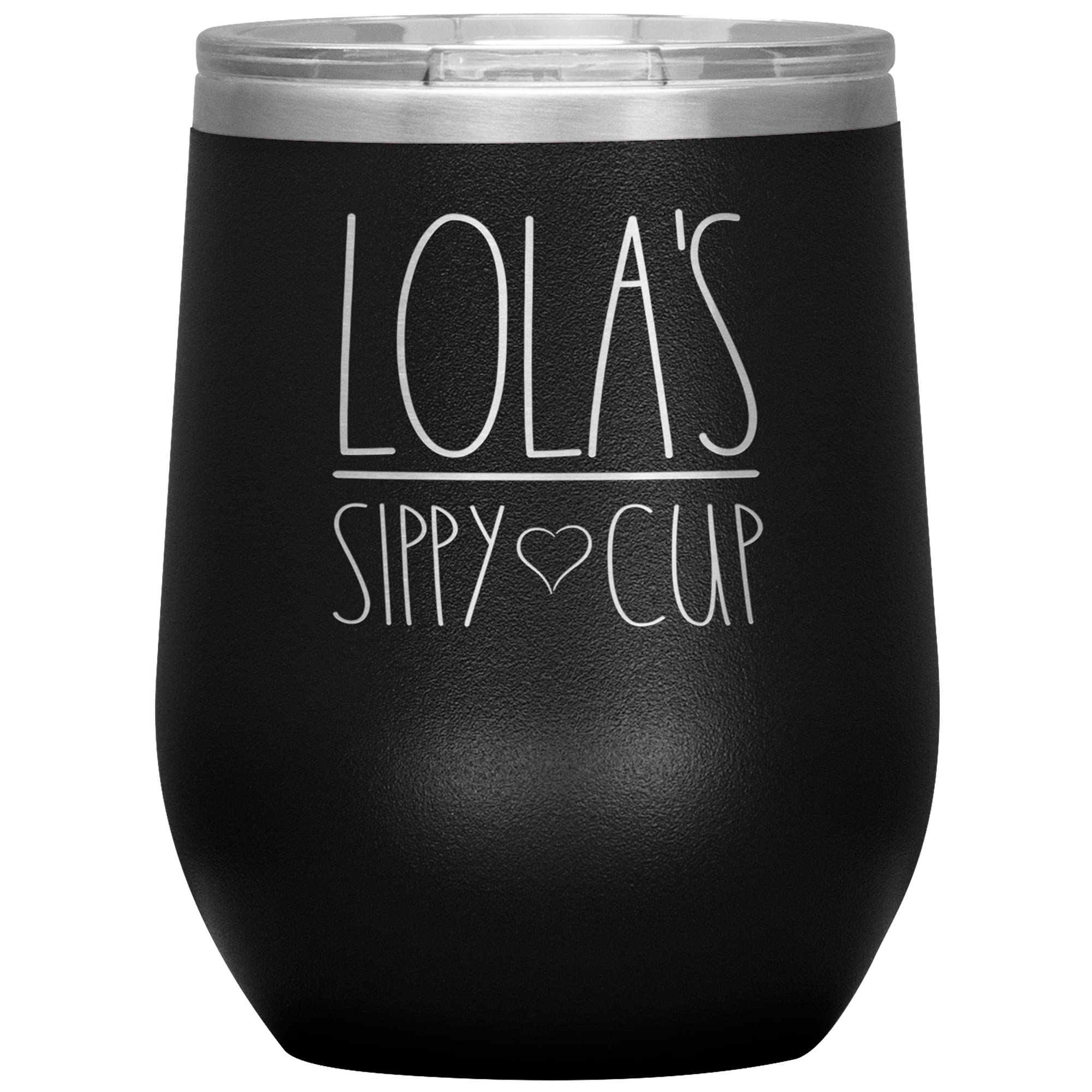 Lola's 12Oz Sippy Cup Wine Tumbler with Lid - 12 Color Options - Perfect Birthday Gift for Women, Wine Lovers & Lola Fans - Great for Parties, Picnics & Everyday Use (Black)