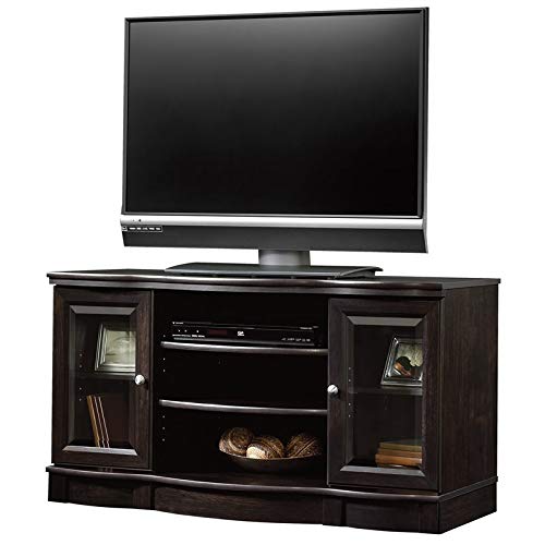 Rustic TV Stand Console with Cord Management & Glass Door Storage - Holds TVs up to 50