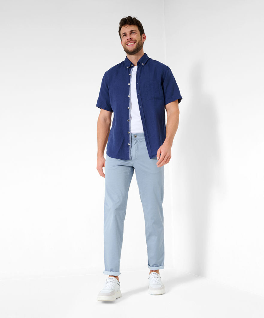 BRAX Men's Dusty Blue Solid 5-Pocket Cooper Jeans - Comfortable Slim Fit Denim Pants for Casual Wear & Everyday Style
