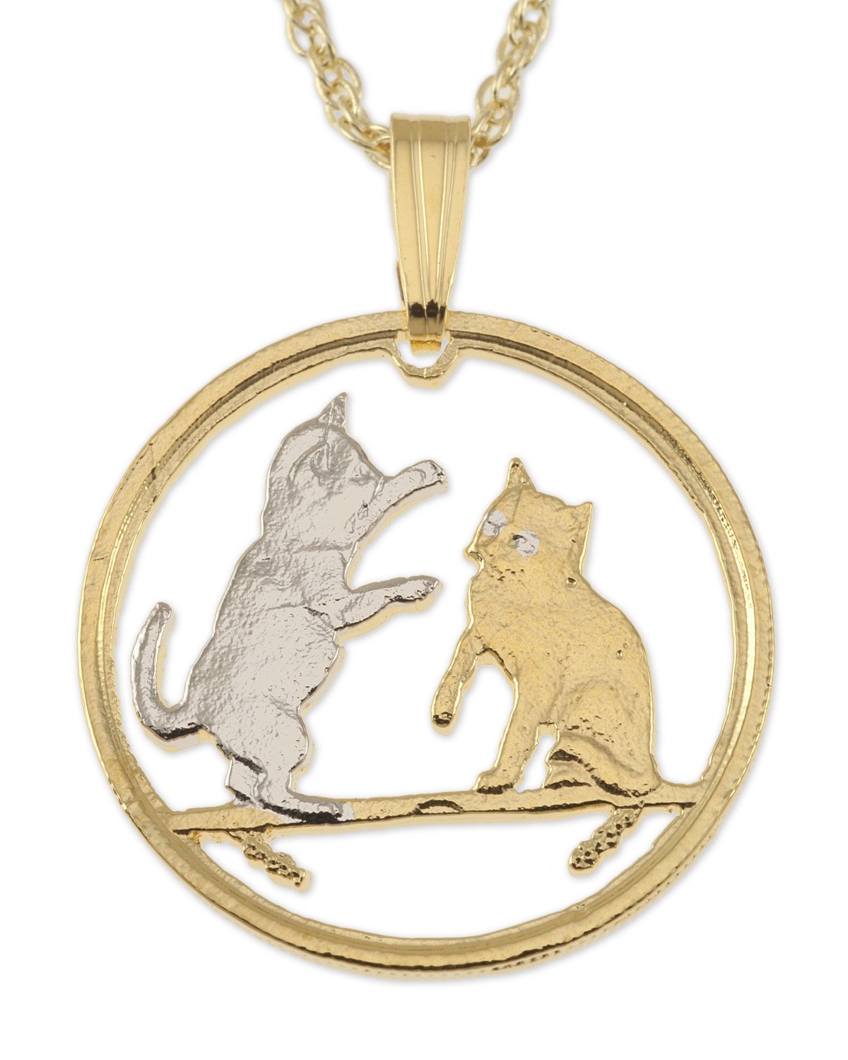 Isle of Man Cat Coin Pendant Necklace - Sterling Silver Cat Jewelry for Women, Gift for Cat Lovers - Perfect for Casual Wear, Parties & Special Occasions