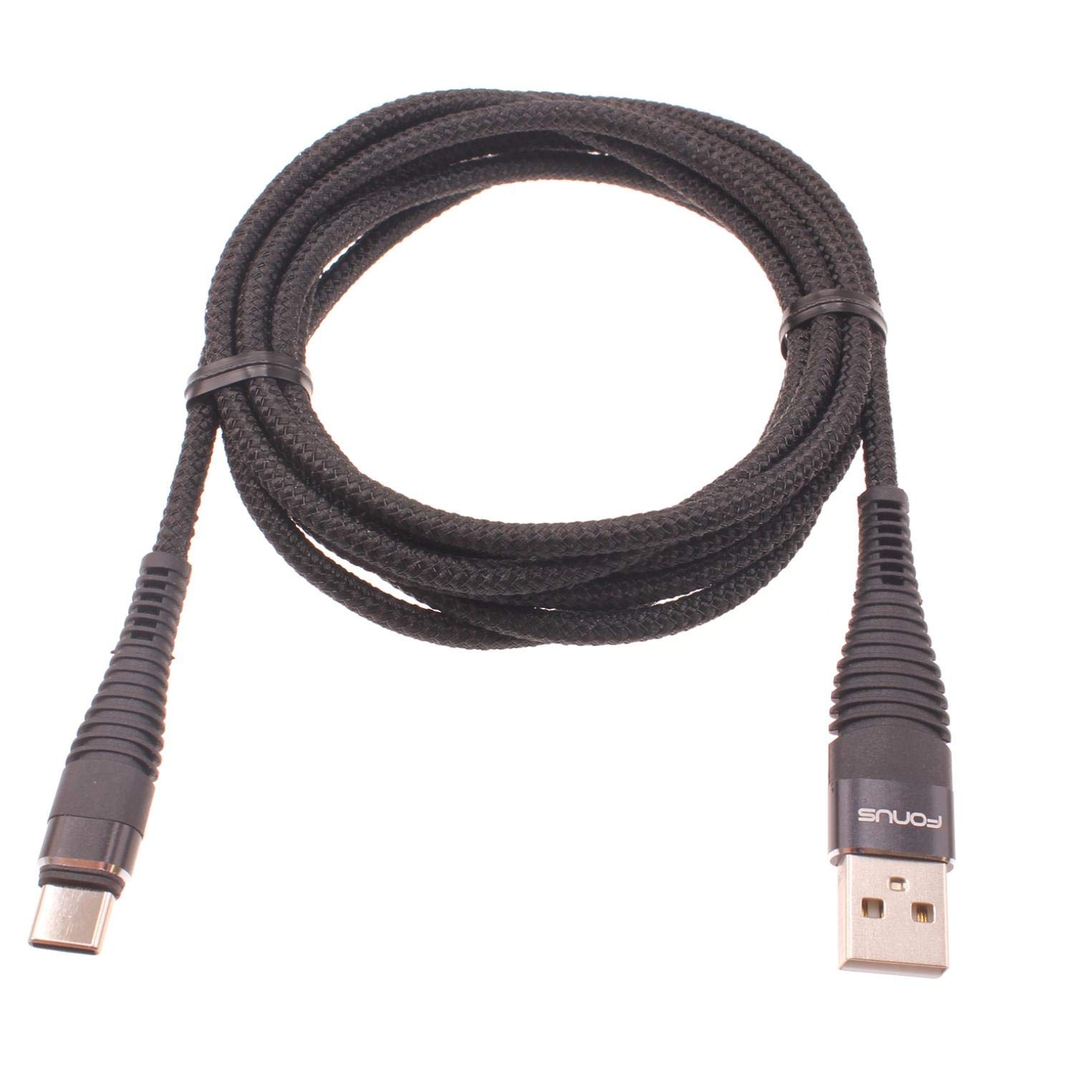 Premium 6FT Braided USB-C Cable Fast Charging Cord - Compatible with TCL 10 5G UW/10 Pro/10L/Signa & More - Durable Nylon Power Wire for Phones/Tablets - Perfect for Home, Office & Travel Use (Black)