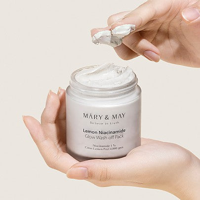 Mary & May Lemon Niacinamide Brightening Wash Off Mask 125g - Korean Skincare for Glowing Complexion, Dark Spot Treatment & Pore Care | Perfect for Night Routine & Pre-Makeup Prep