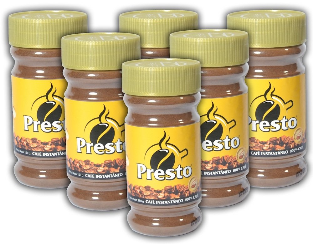 Presto Instant Coffee from Nicaragua - Premium 6 Pack (150g Each) for Home, Office & Travel - Rich & Smooth Flavor