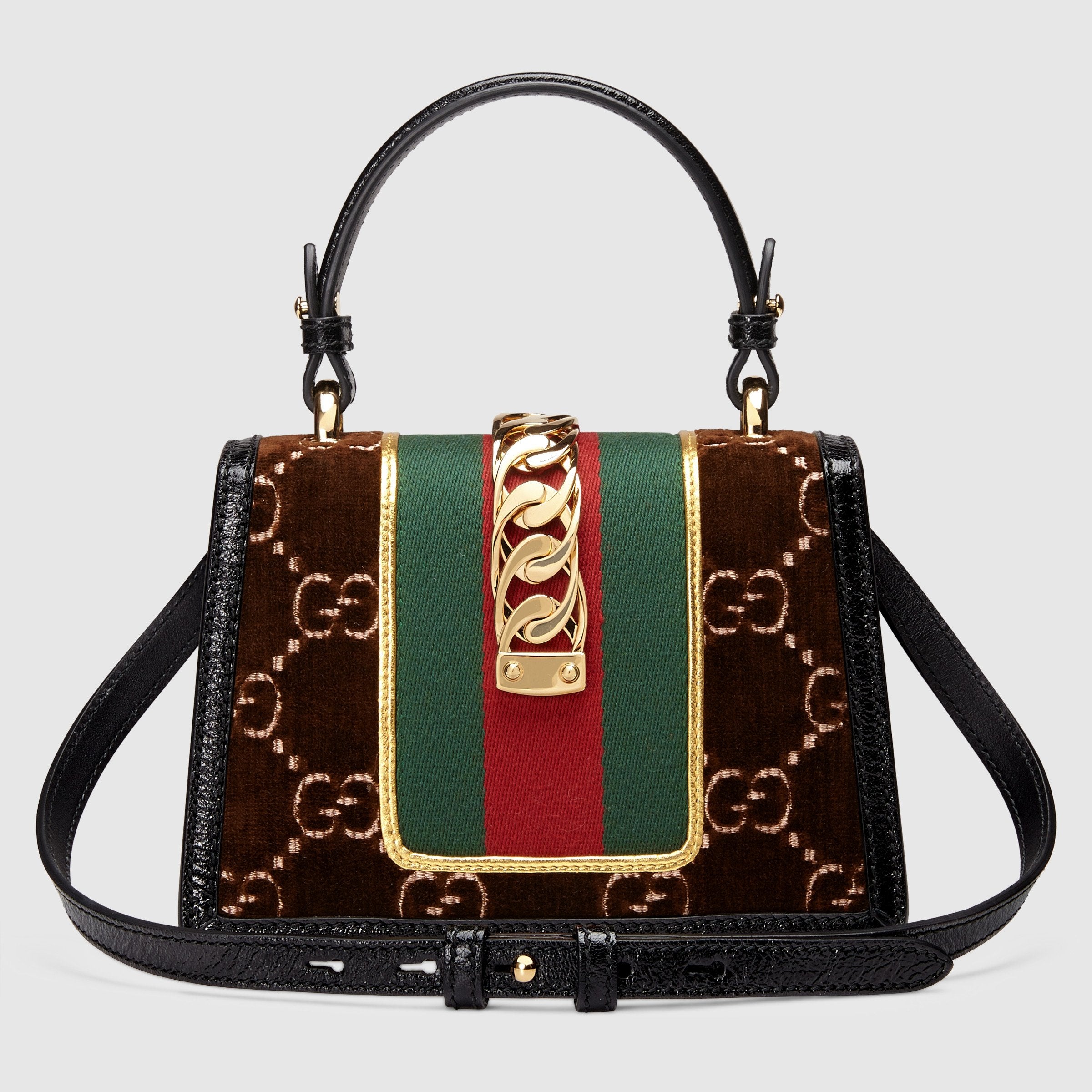 Gucci Sylvie GG Velvet Small Shoulder Bag for Women - Brown Luxury Crossbody Purse | Perfect for Date Night, Parties & Everyday Use