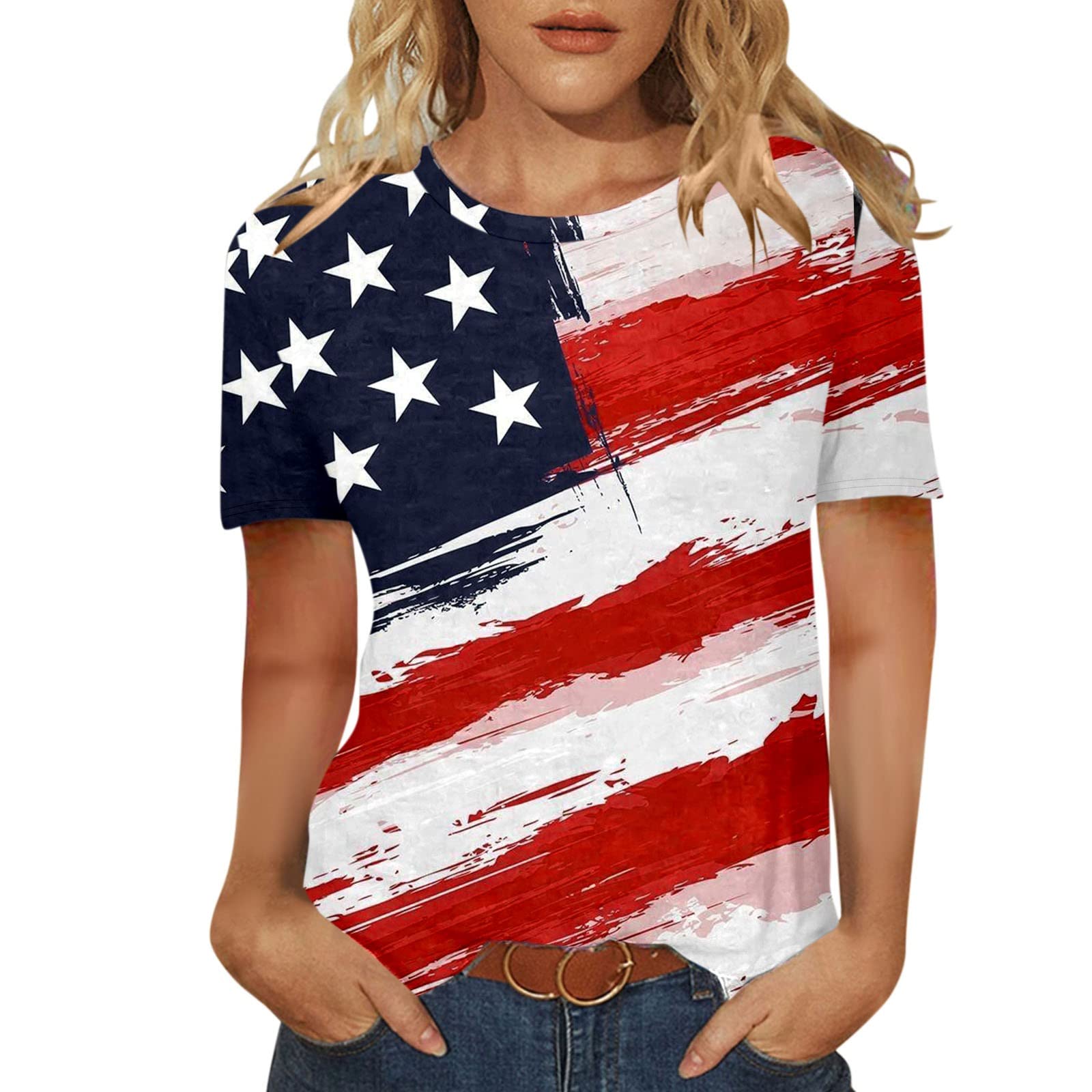 2022 Summer Women's Printed Crew Neck Short Sleeve T-Shirt - Comfortable Loose Fit Graphic White Top for Casual Outings & Beach Wear