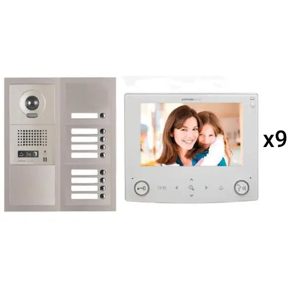 Aiphone GT 9V7 9-Apartment Video Intercom System with 7 Tenants - Secure Multi-Unit Building Communication Solution for Apartments, Condos & Office Buildings