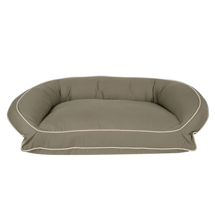 Carolina Pet Sage/Khaki Canvas Bolster Dog Bed Small - Comfortable & Durable Orthopedic Support for Small Dogs - Perfect for Crates, Living Rooms & Bedrooms