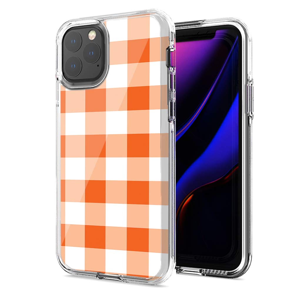 Durable Orange Plaid Double Layer Protective Case for Apple iPhone 12 Pro/iPhone 12 - Shockproof & Scratch-Resistant Cover for Everyday Use, Work, and Travel
