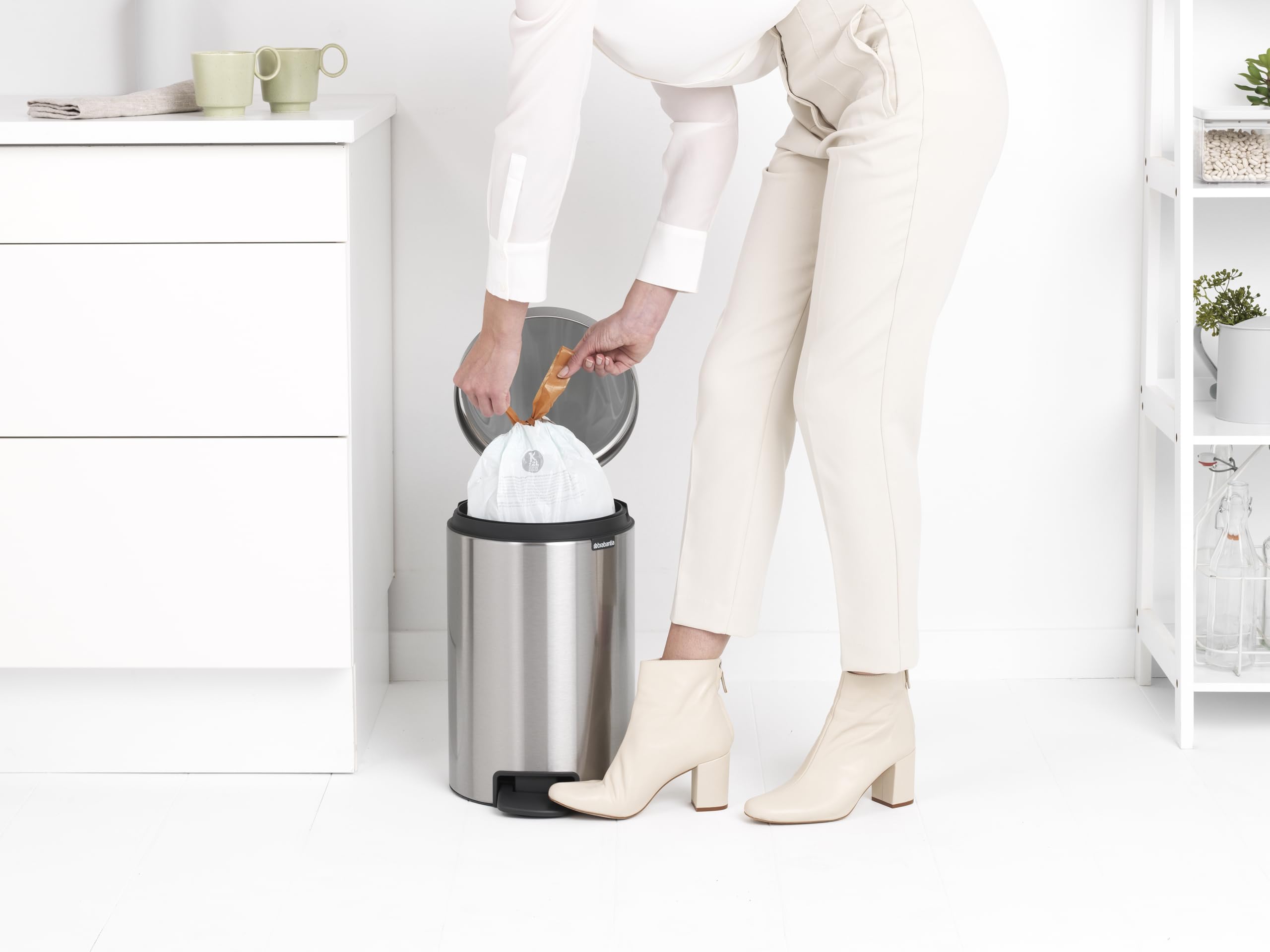 Brabantia New Icon Step Trash Can - 3.2 Gallon Matt Steel Kitchen Garbage Bin with Soft Close Lid & Removable Bucket - Perfect for Recycling & Waste Disposal in Home, Office or Restaurant