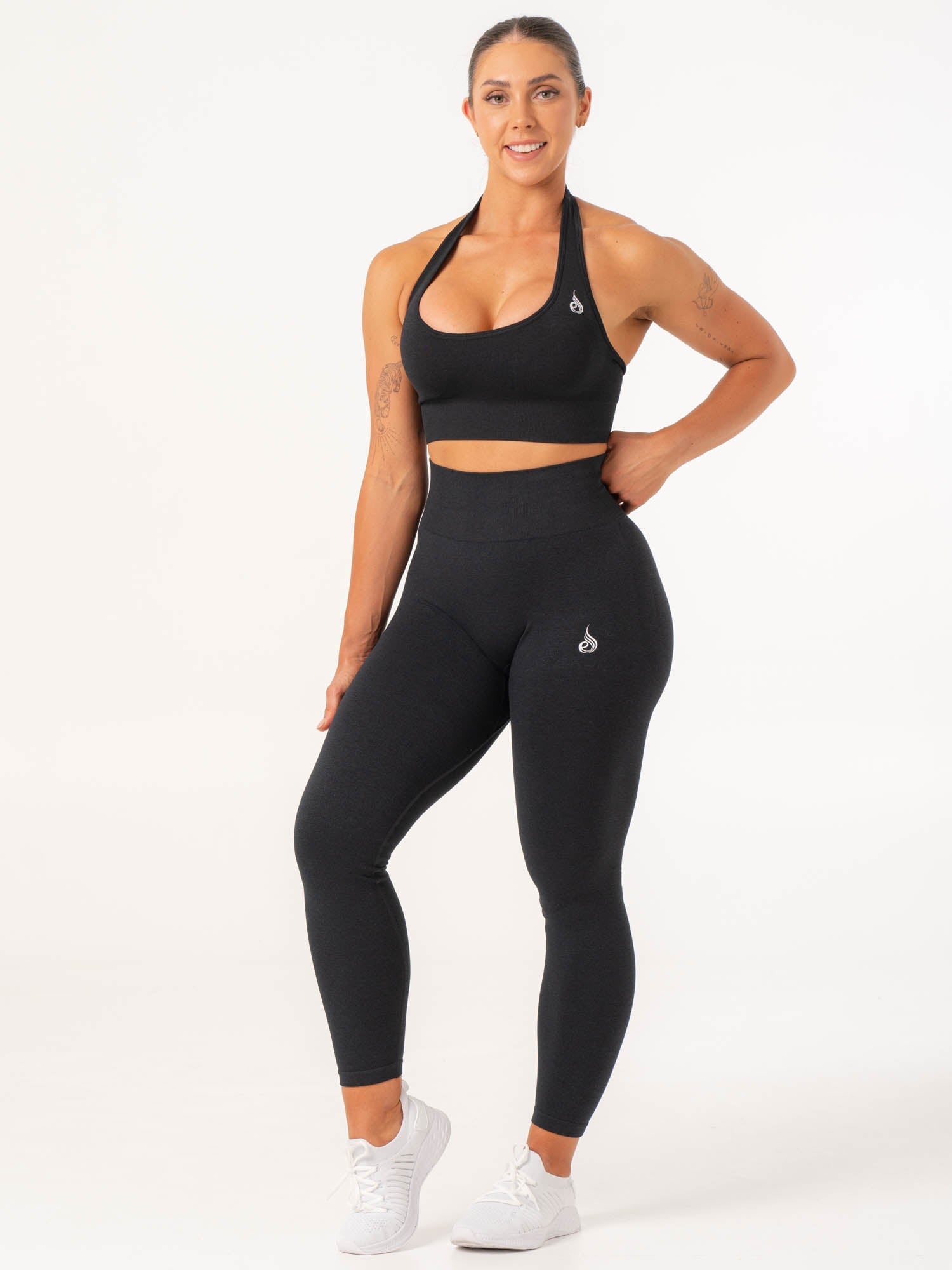 Contour Seamless Leggings for Women - High Waist Yoga Pants, Tummy Control Workout Leggings in Black Marl | Perfect for Yoga, Gym, Running & Everyday Wear